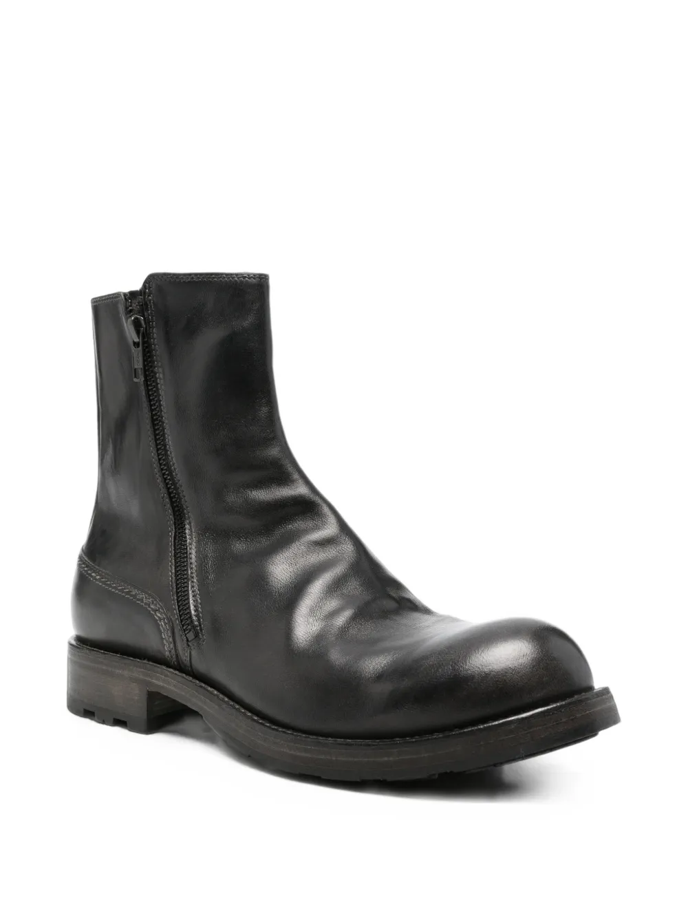 Shoto leather side-zip ankle boots Zwart