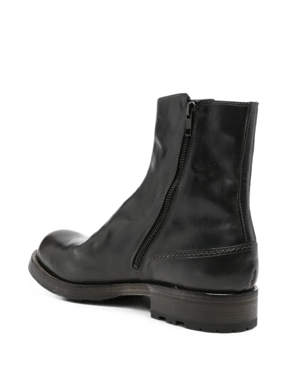 Shoto leather side-zip ankle boots Zwart