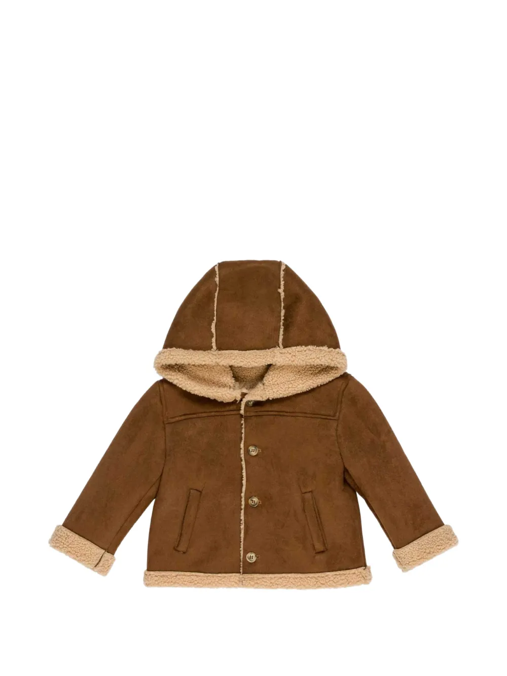 Miss Grant Kids U+E' hooded shearling-effect duffle coat - Braun