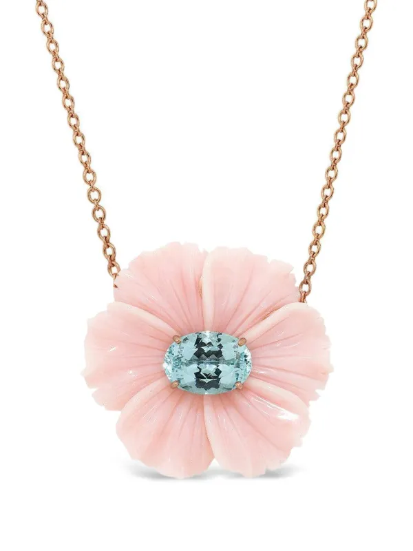 Irene Neuwirth Tropical Flower Aquamarine and Opal Necklace in Pink