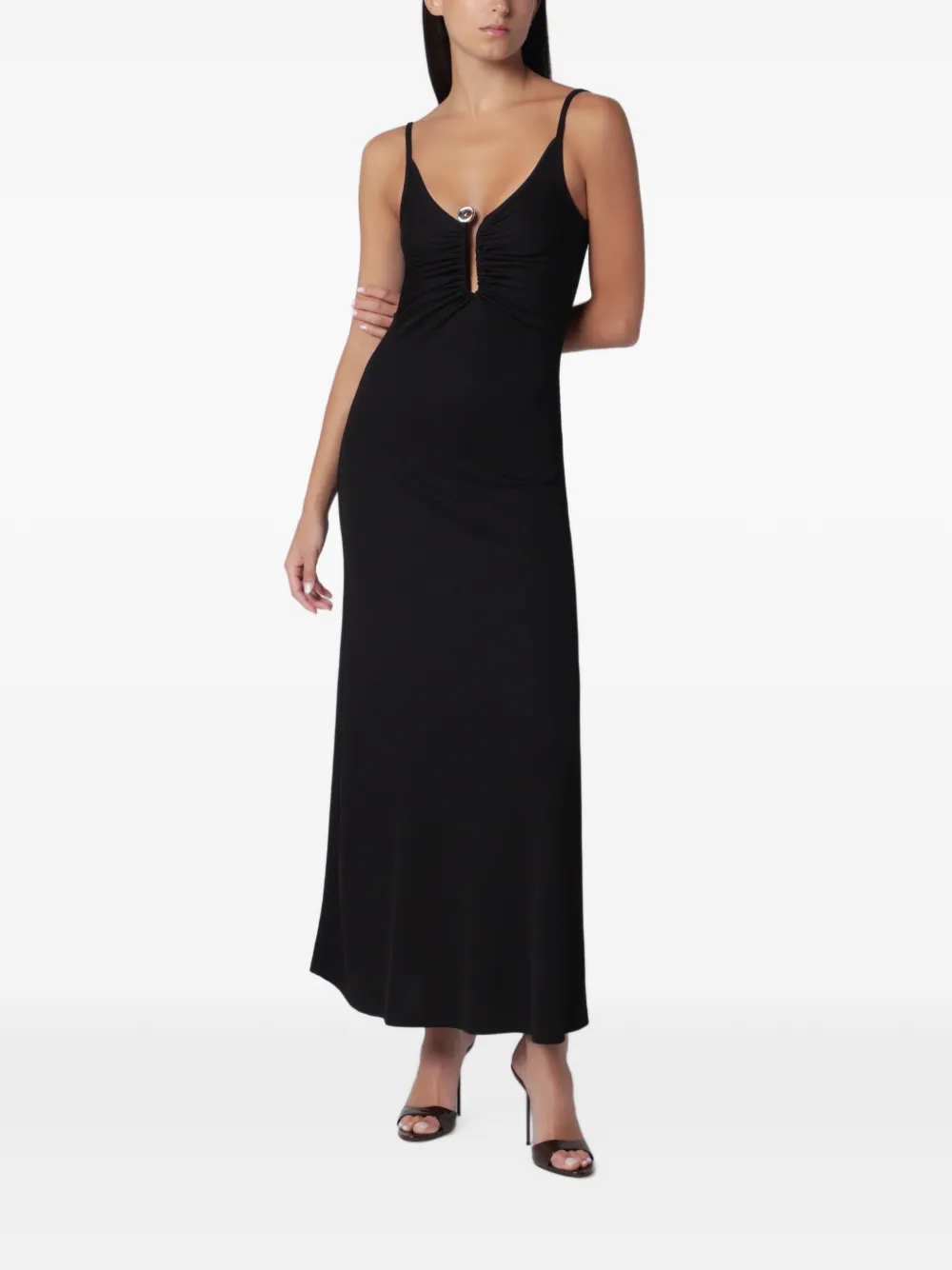 Christopher Esber Droplet crystal-clasp cami maxi dress - Nero