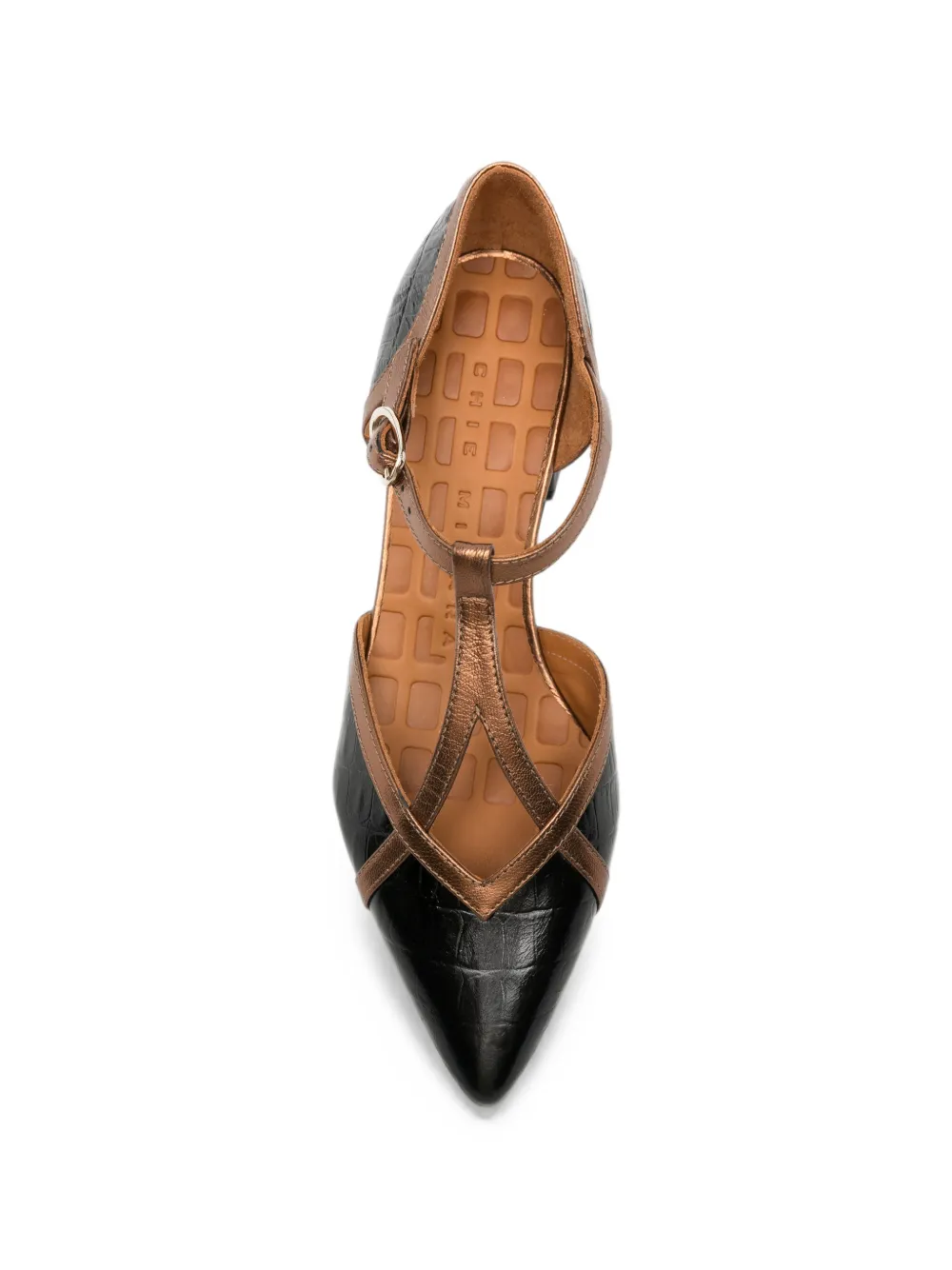Chie Mihara croc-effect T-bar heeled pumps Zwart