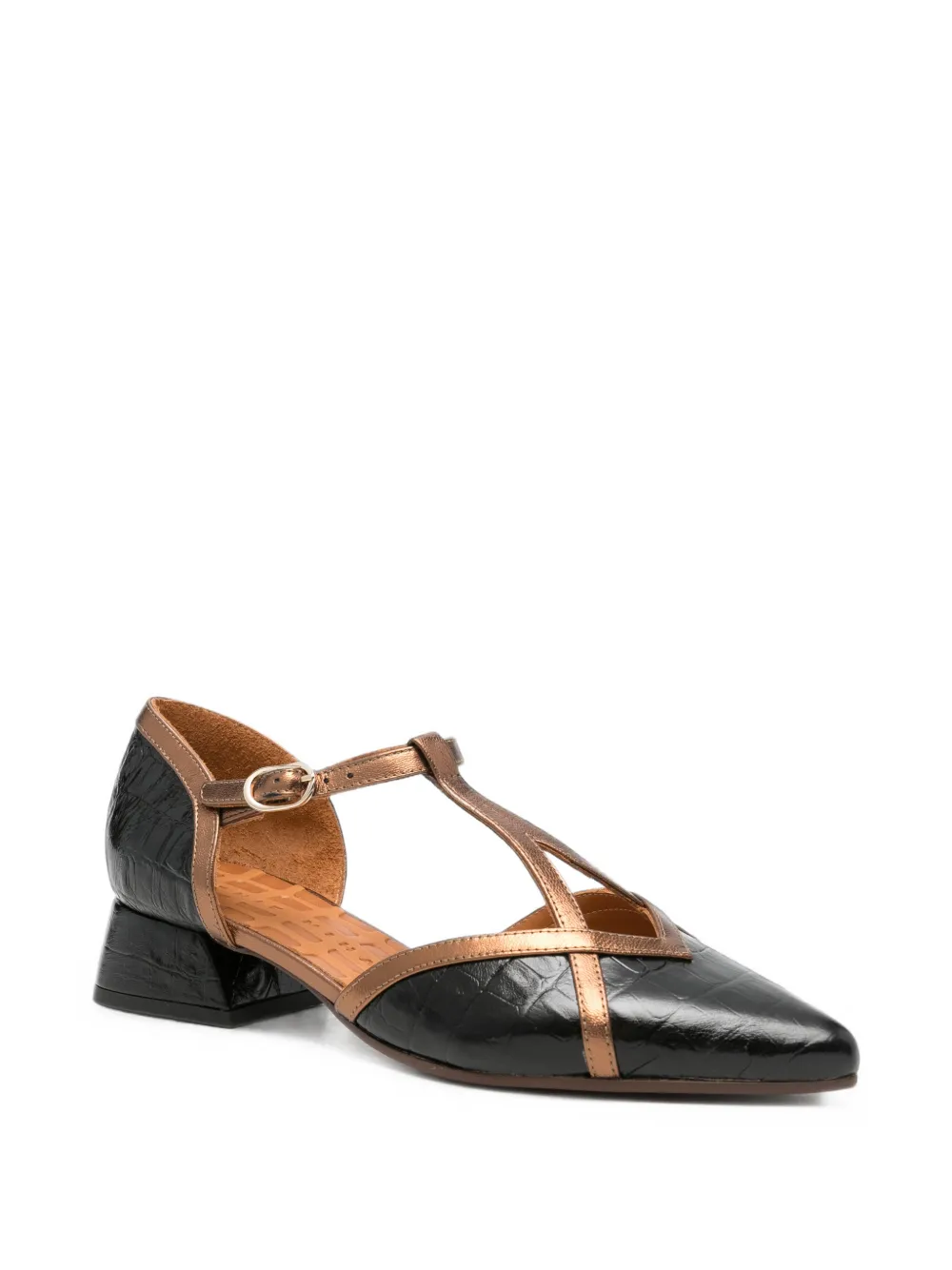 Chie Mihara croc-effect T-bar heeled pumps Zwart
