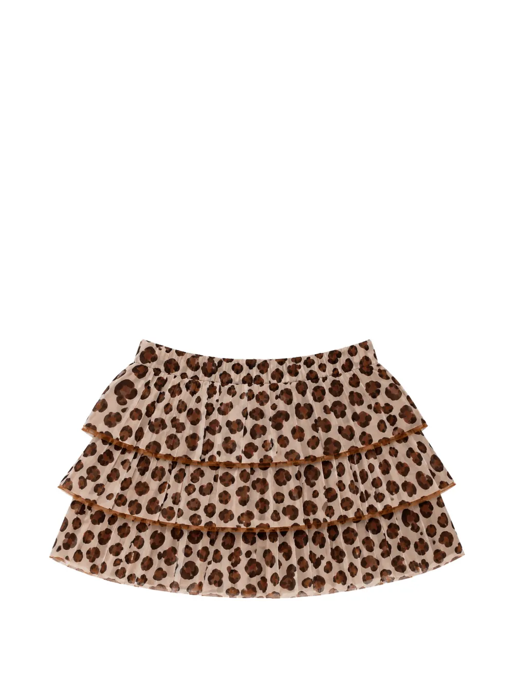 Miss Grant Kids leopard-print tiered skirt - Marrone