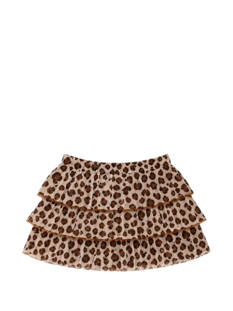 Miss Grant Kids leopard-print tiered skirt