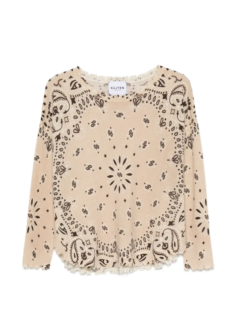 kujten bandana-print distressed-edge sweater