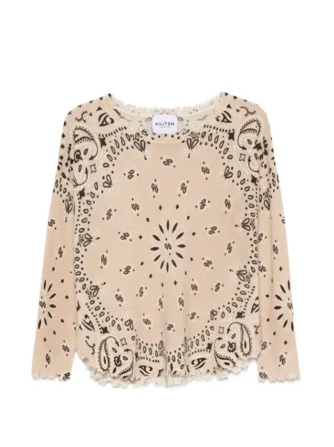 kujten bandana-print distressed-edge sweater