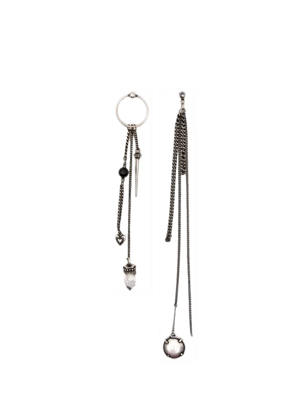 Ann Demeulemeester charm-detail asymmetric drop earrings - Argento