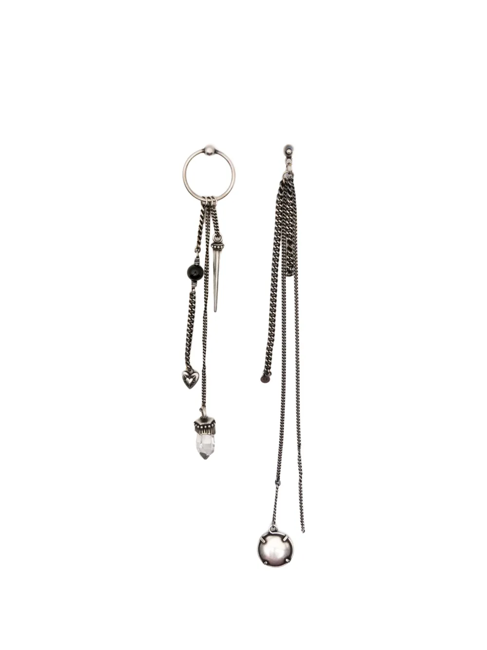 Ann Demeulemeester charm-detail asymmetric drop earrings