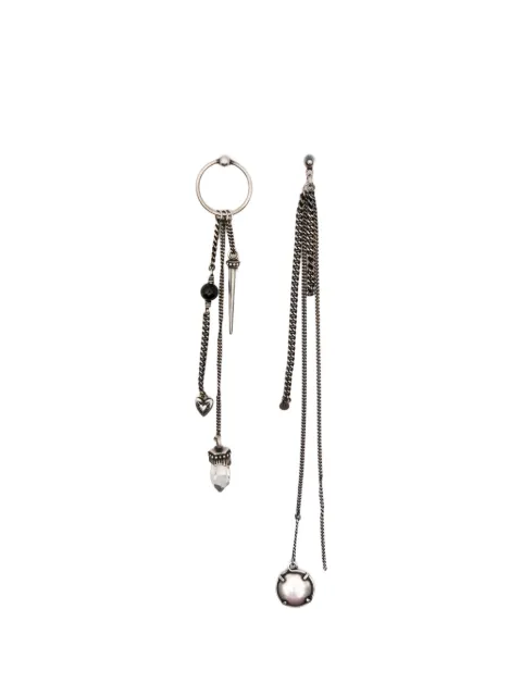 Ann Demeulemeester charm-detail asymmetric drop earrings