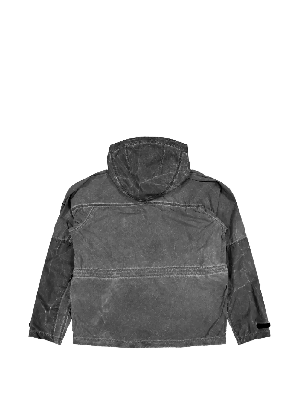 Stone Island Q100035 oneffen nylon hoodie met geverfd effect Zwart