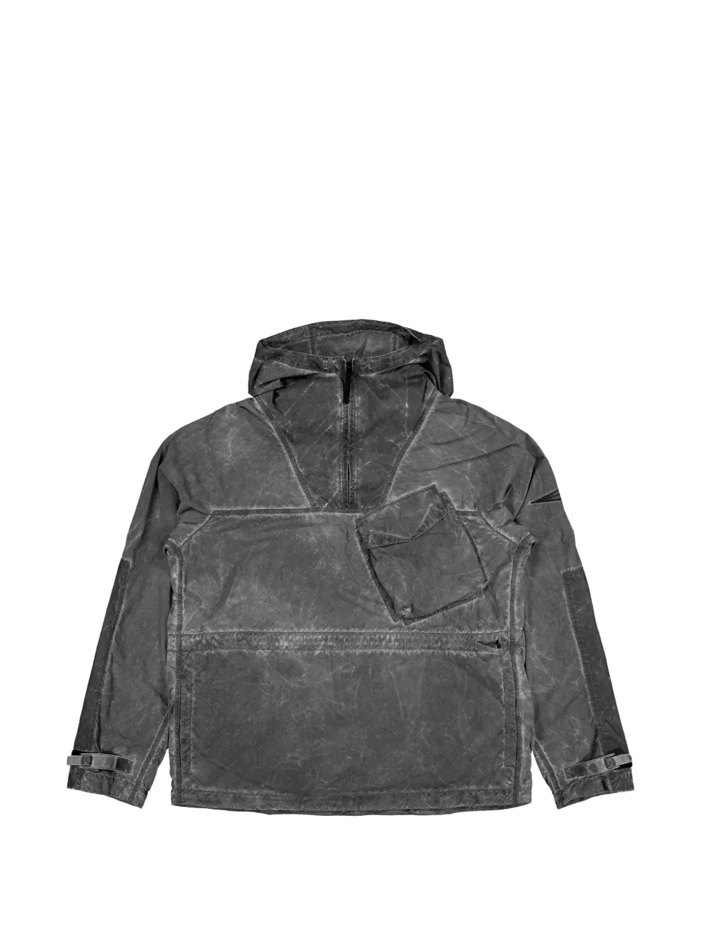 Stone Island Q100035 uneven pigment-dyed nylon smerigliato + nylon canvas hoodie - Schwarz