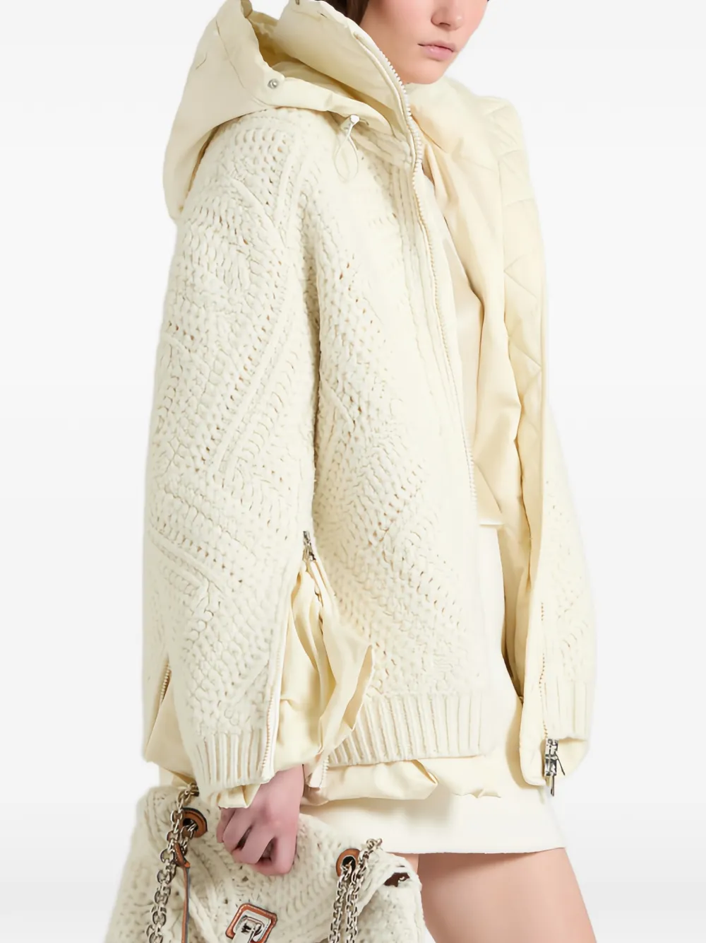 Ermanno Scervino Kabelgebreid gelaagd jack Beige