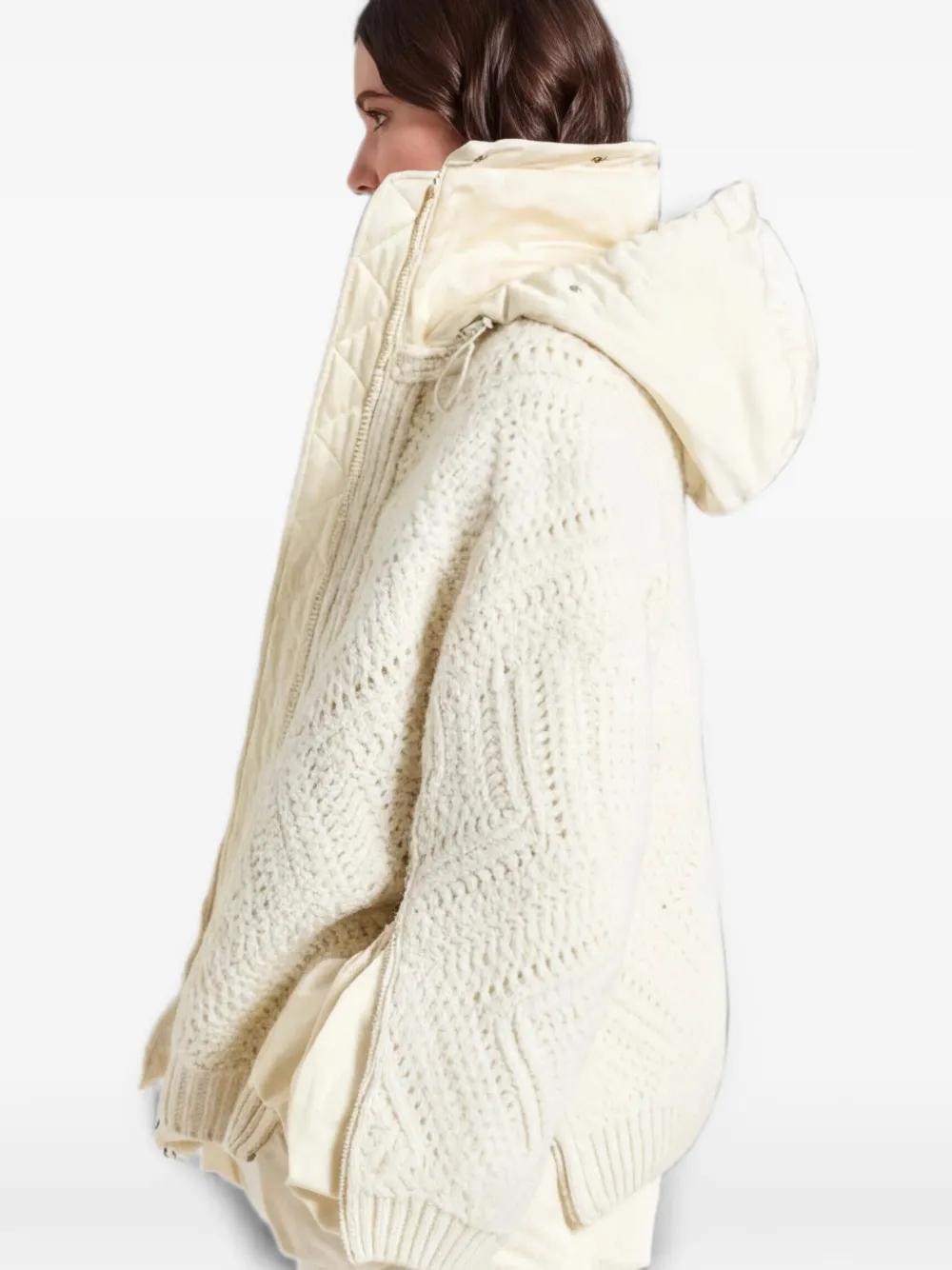 Ermanno Scervino Kabelgebreid gelaagd jack Beige