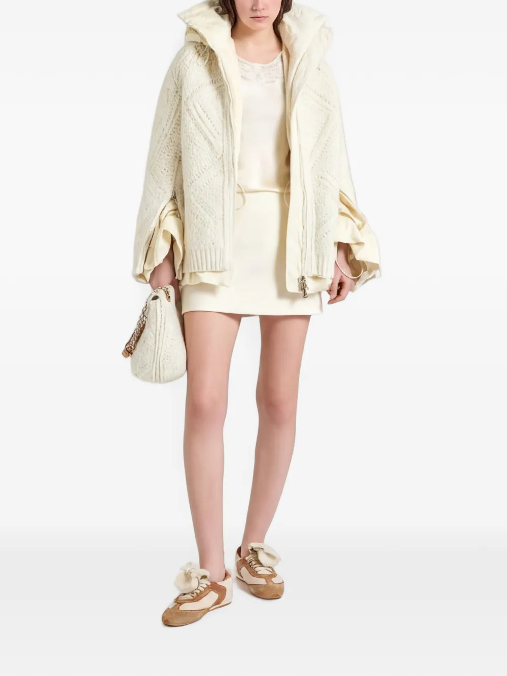 Ermanno Scervino Kabelgebreid gelaagd jack Beige