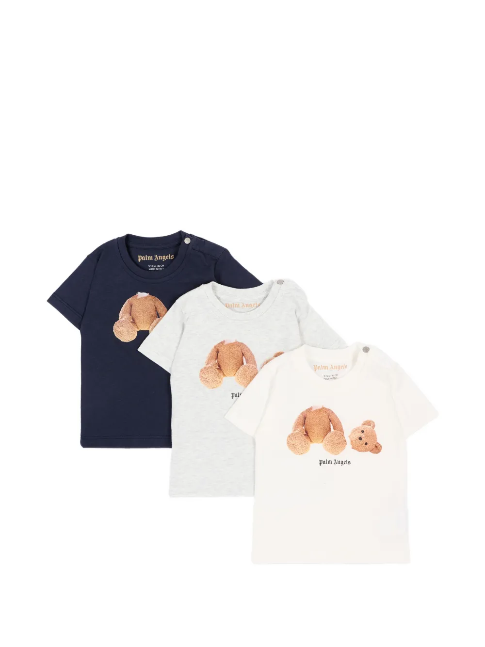 Palm Angels Kids Bear-print T-shirt (set of three) - Blu