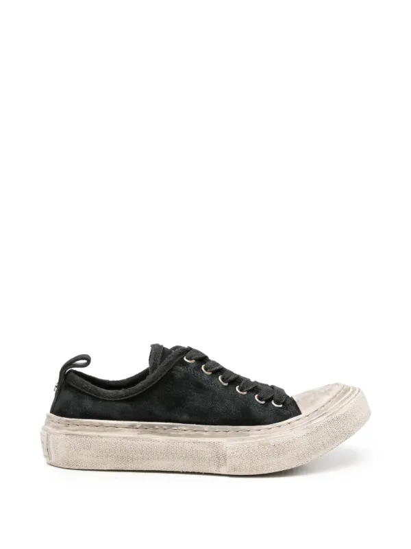 Ann Demeulemeester Distressed-effect Lace-up Sneakers in Black