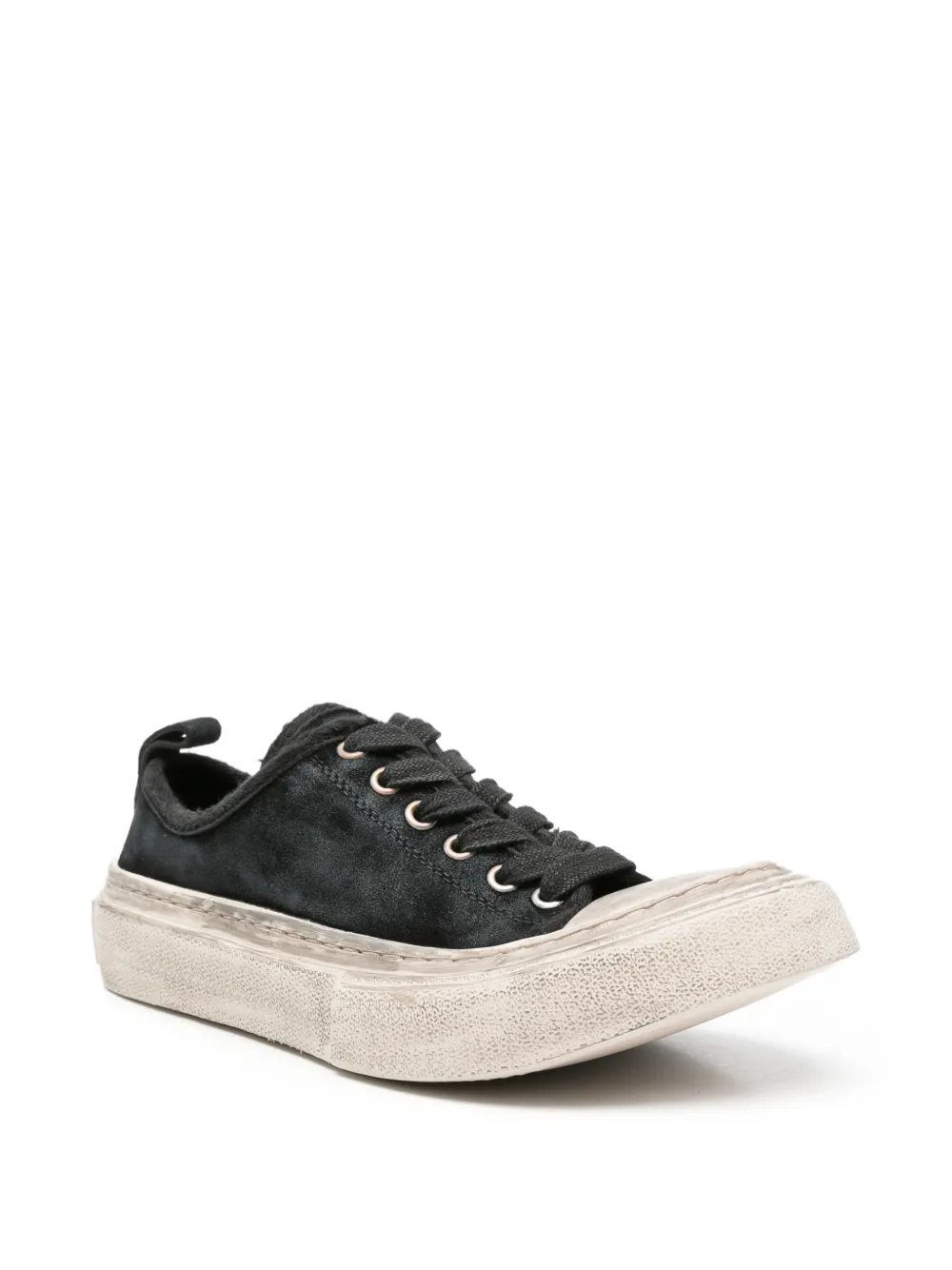 Ann Demeulemeester Distressed-effect Lace-up Sneakers in Black, view 2