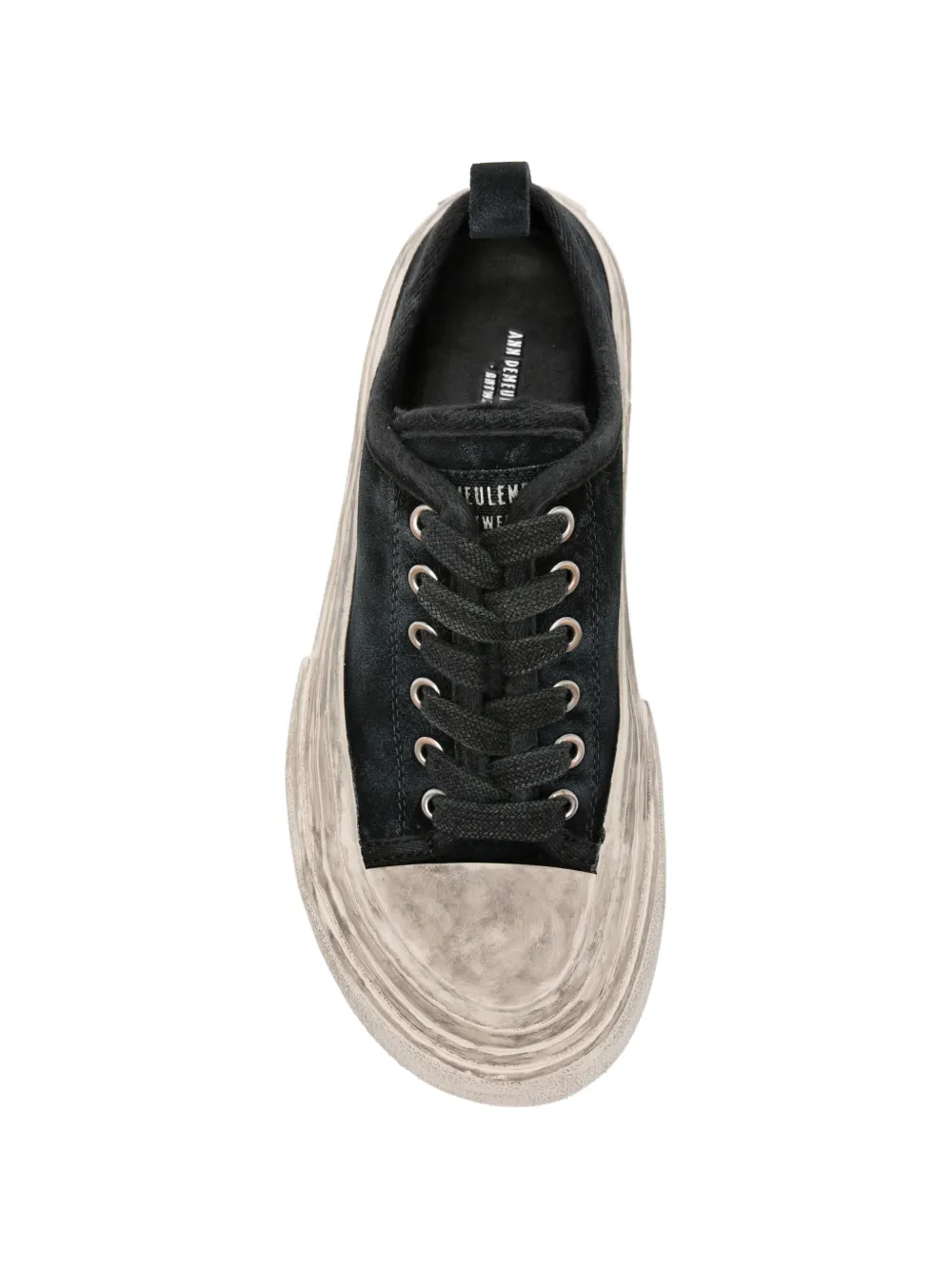 Ann Demeulemeester Distressed-effect Lace-up Sneakers in Black, view 4