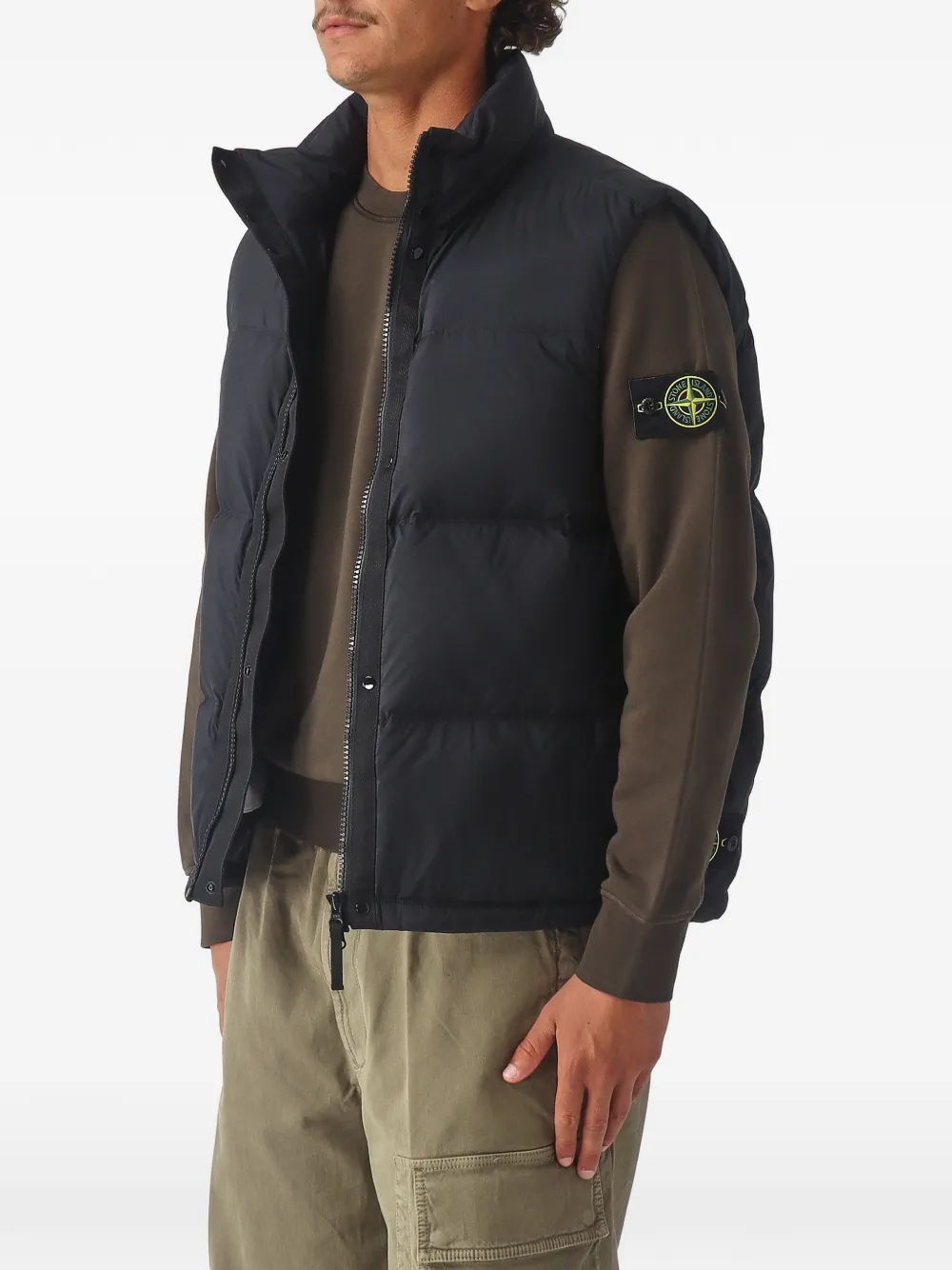 Stone Island G100004 Ripstop Cordura bodywarmer van geavanceerde stoffen Zwart