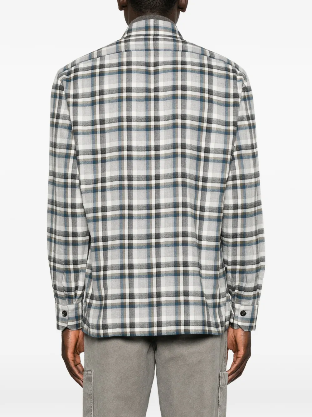 Kiton Geruit overhemd Wit