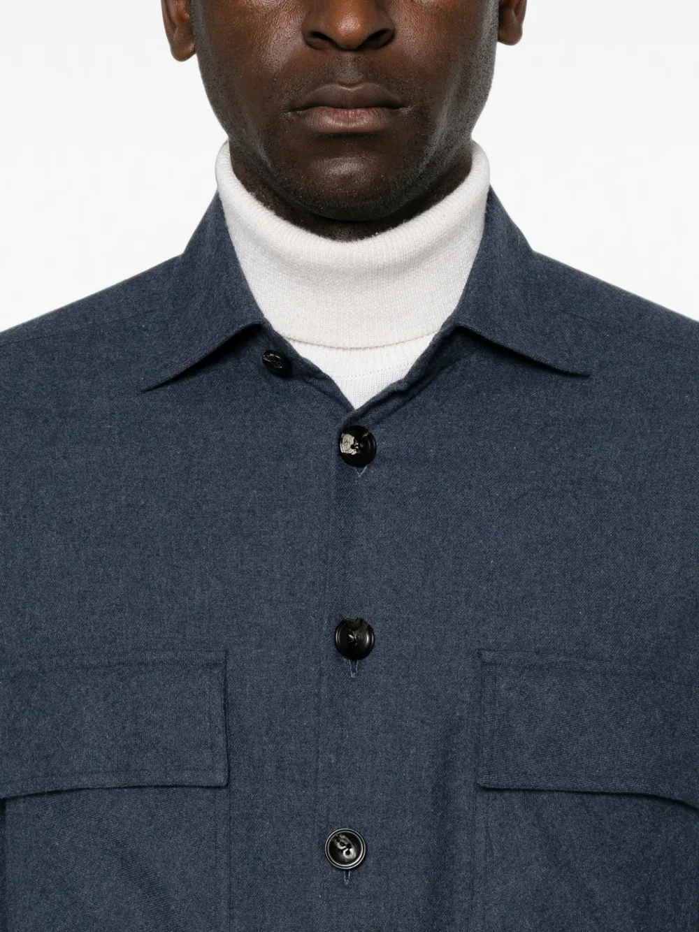 Kiton Button-down overhemd met klepzak Blauw