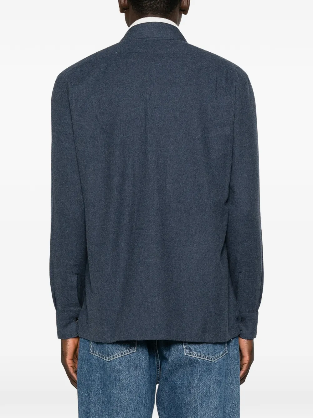 Kiton Button-down overhemd met klepzak Blauw