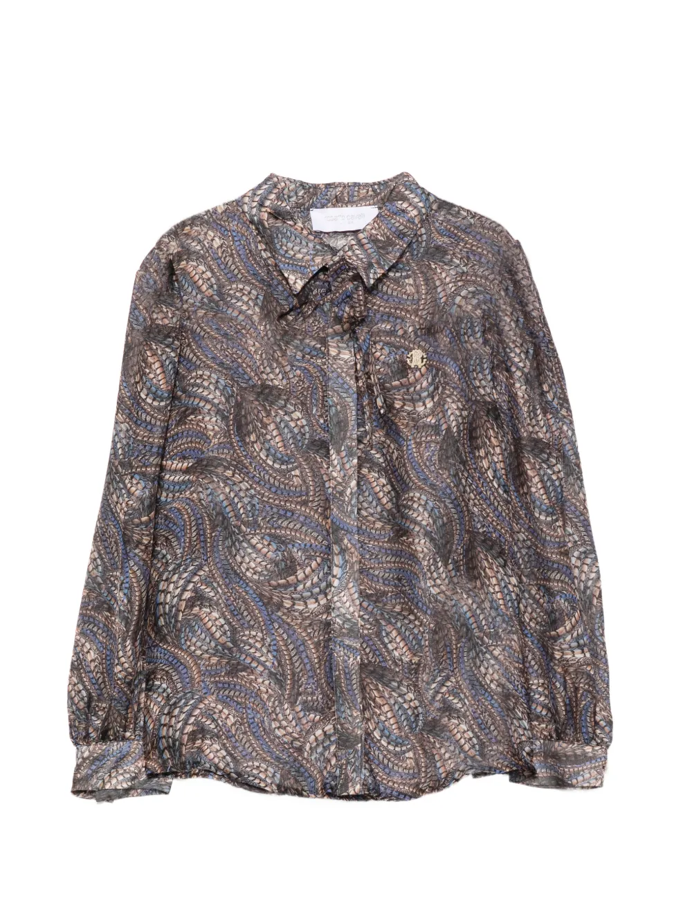 Roberto Cavalli Junior Bluse mit Feder-Print - Braun