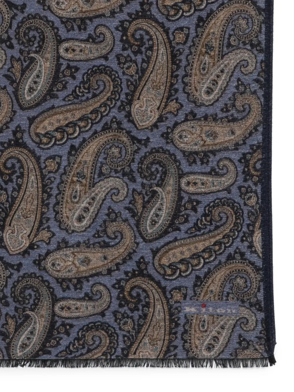 Kiton Sjaal met paisley-print en franje Blauw