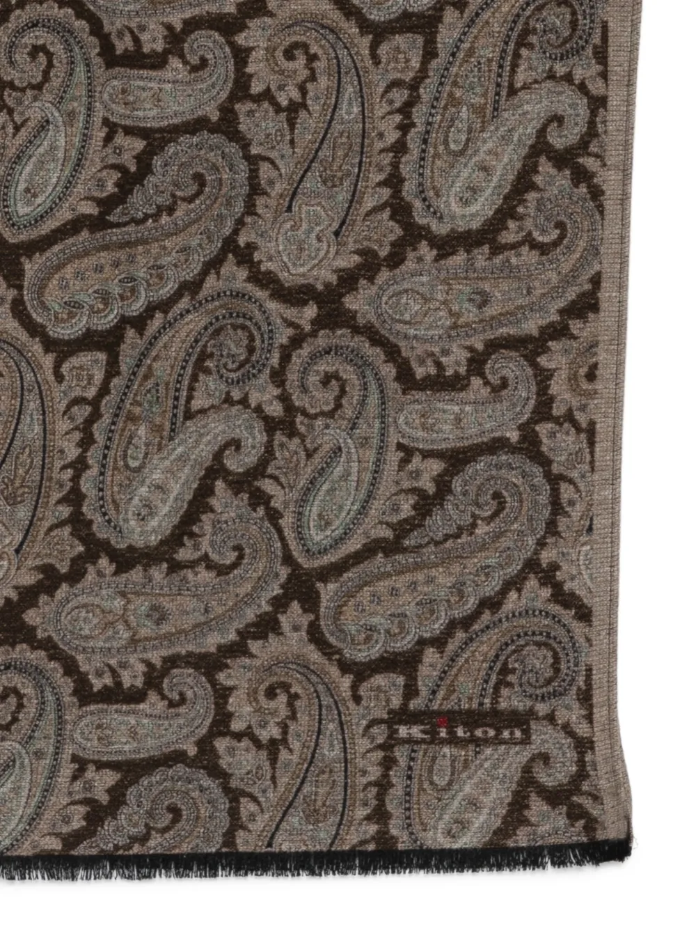 Kiton Sjaal met paisley-print Bruin