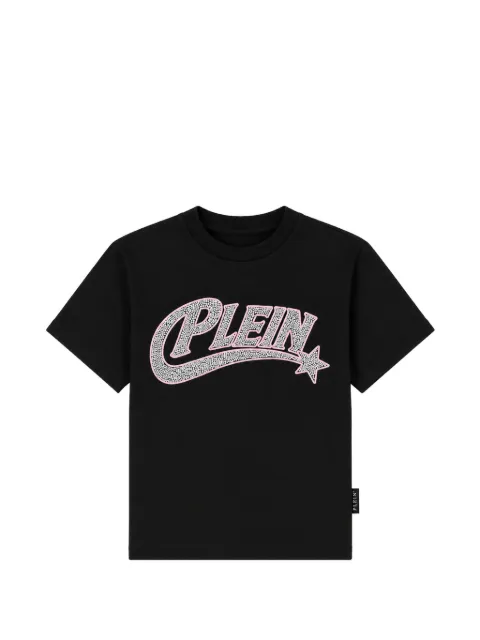Philipp Plein Junior playera con logo y detalles de strass