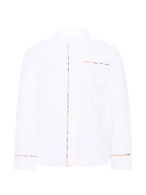 Burberry Kids check-trim band-collar shirt