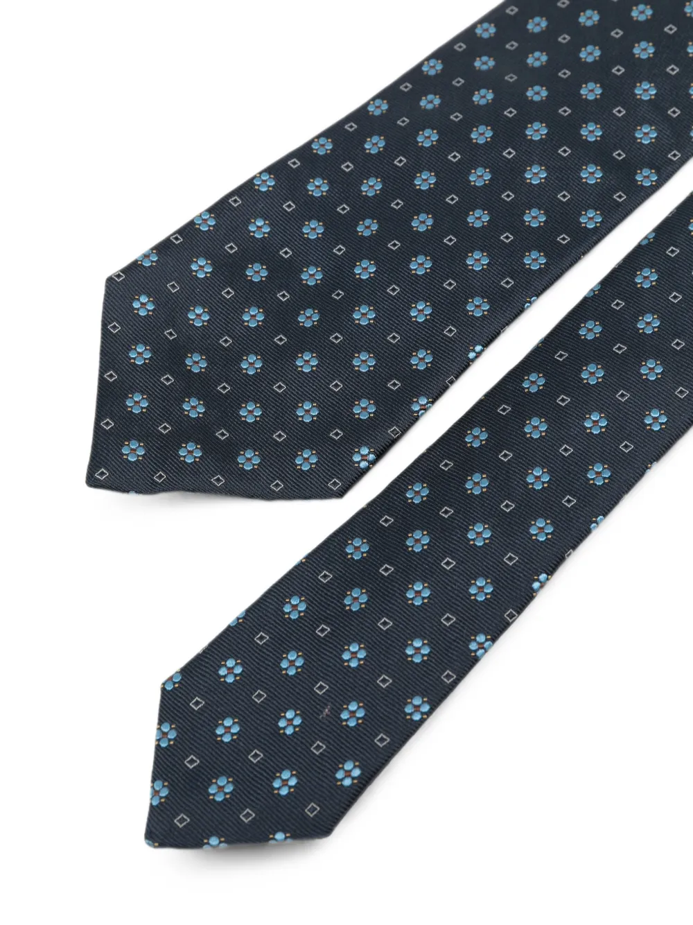 Kiton Stropdas met bloemenprint Blauw