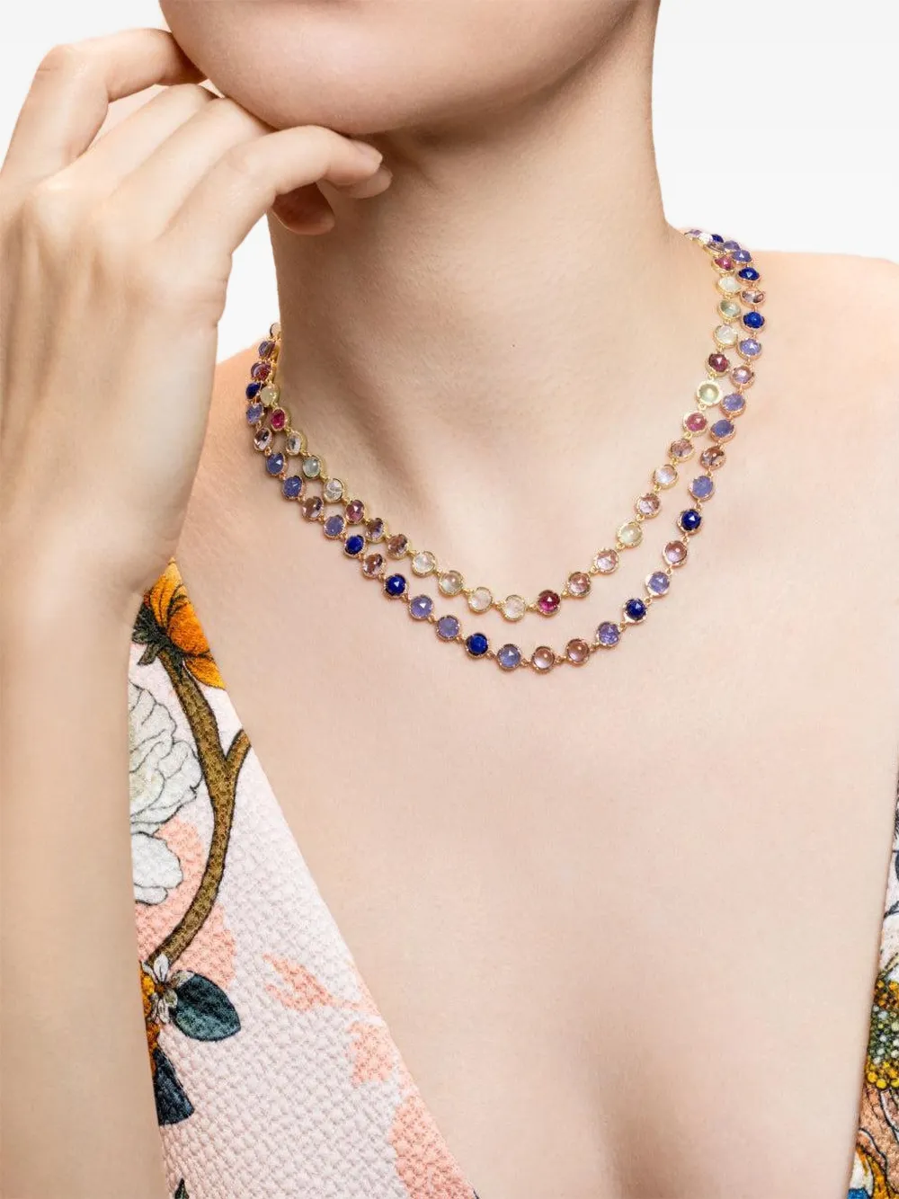 Irene Neuwirth Classic Lapis and Tanzanite Link Necklace in Gold, view 2
