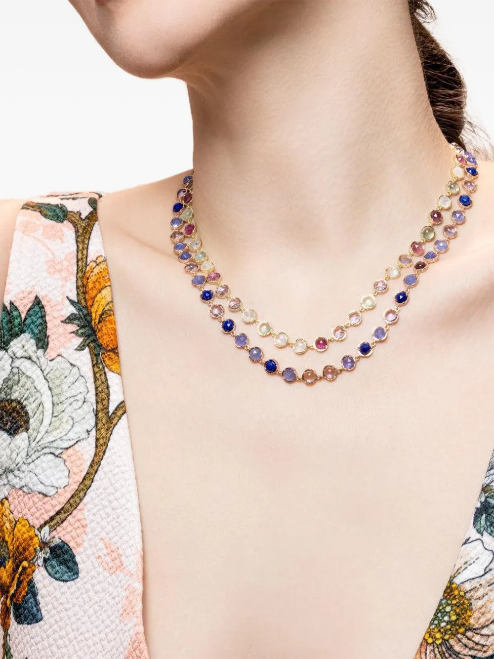 Irene Neuwirth Classic Lapis and Tanzanite Link Necklace in Gold, view 3