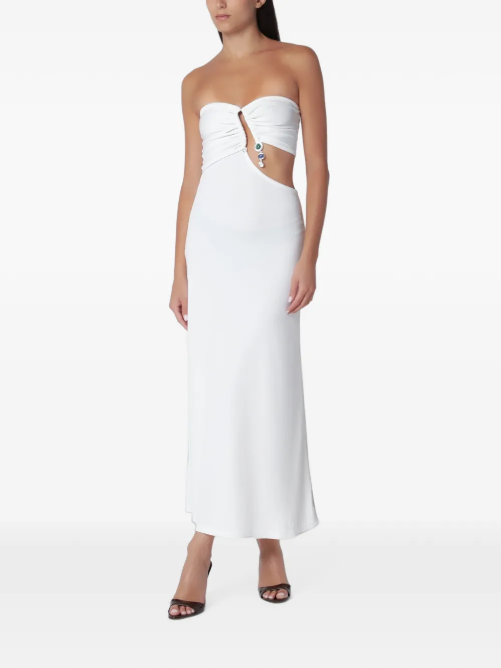 Christopher Esber Strapless jurk met kristallen hanger Wit