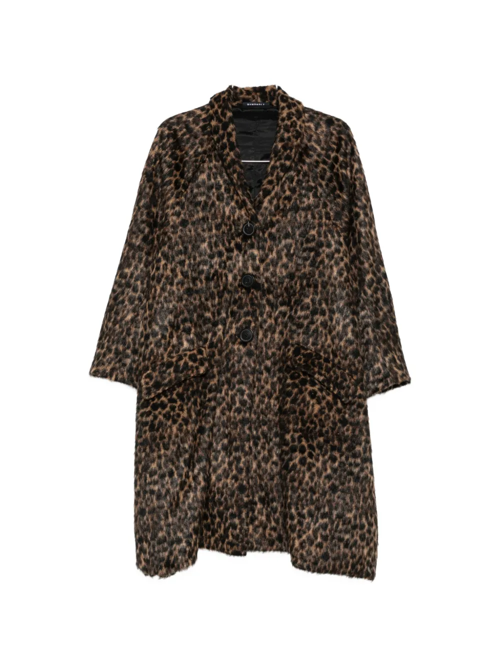 Rundholz leopard-jacquard single-breasted coat - Marrone