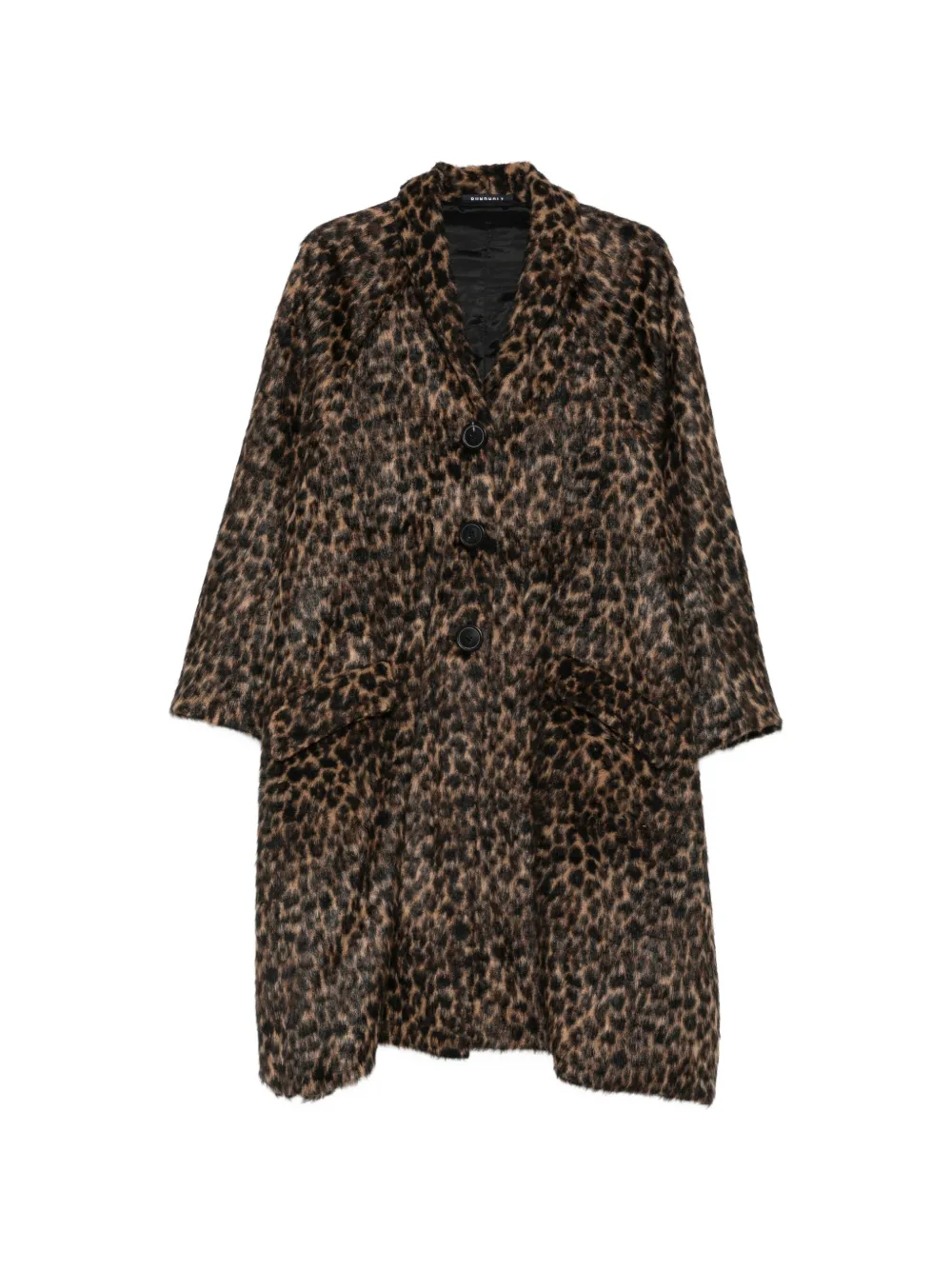 Rundholz leopard-jacquard single-breasted coat