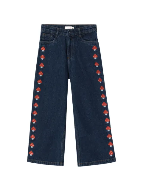 Tiny Cottons mushroom-embroidered jeans