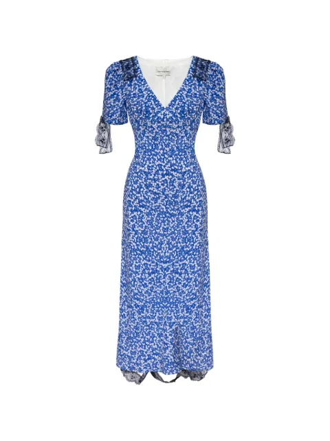 POST MERIDIEM vestido midi con estampado floral y ribete de encaje