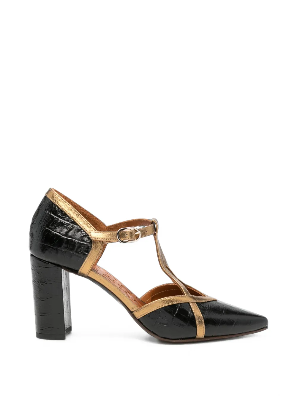 Chie Mihara Aware crocodile-effect metallic-trim heeled pumps