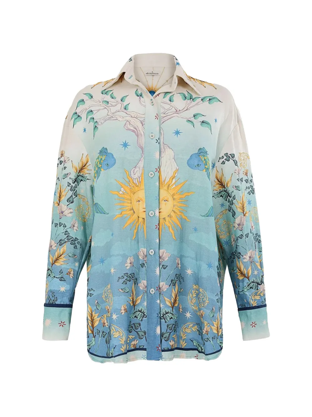 Agua Bendita Nader Anastasia graphic-print button-up shirt - Blau
