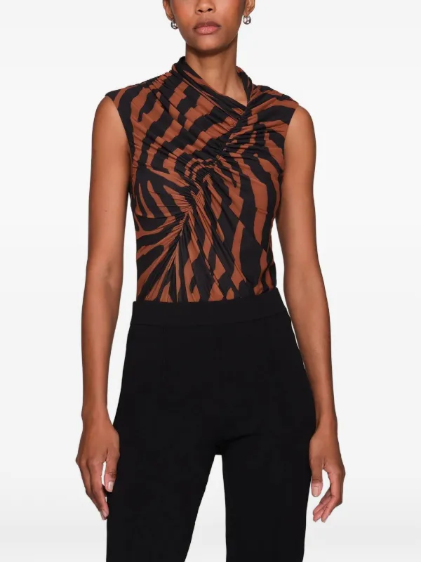 Et Ochs Emilio Zebra-print Ruched Bodie in Black