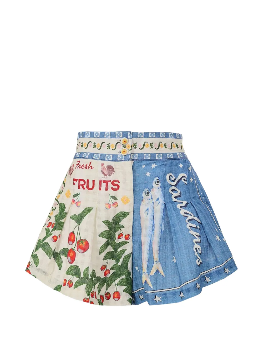 Agua Bendita Nalia graphic-print pleated shorts - Blu