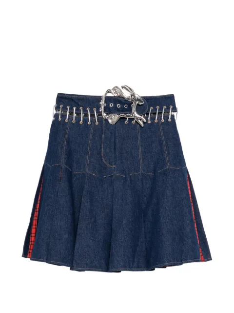 Chopova Lowena plaid-panel carabiner-embellished skirt