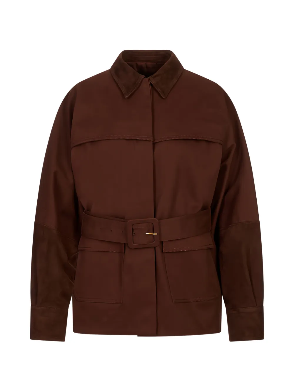 Fabiana Filippi belted suede-panel coat - Marrone