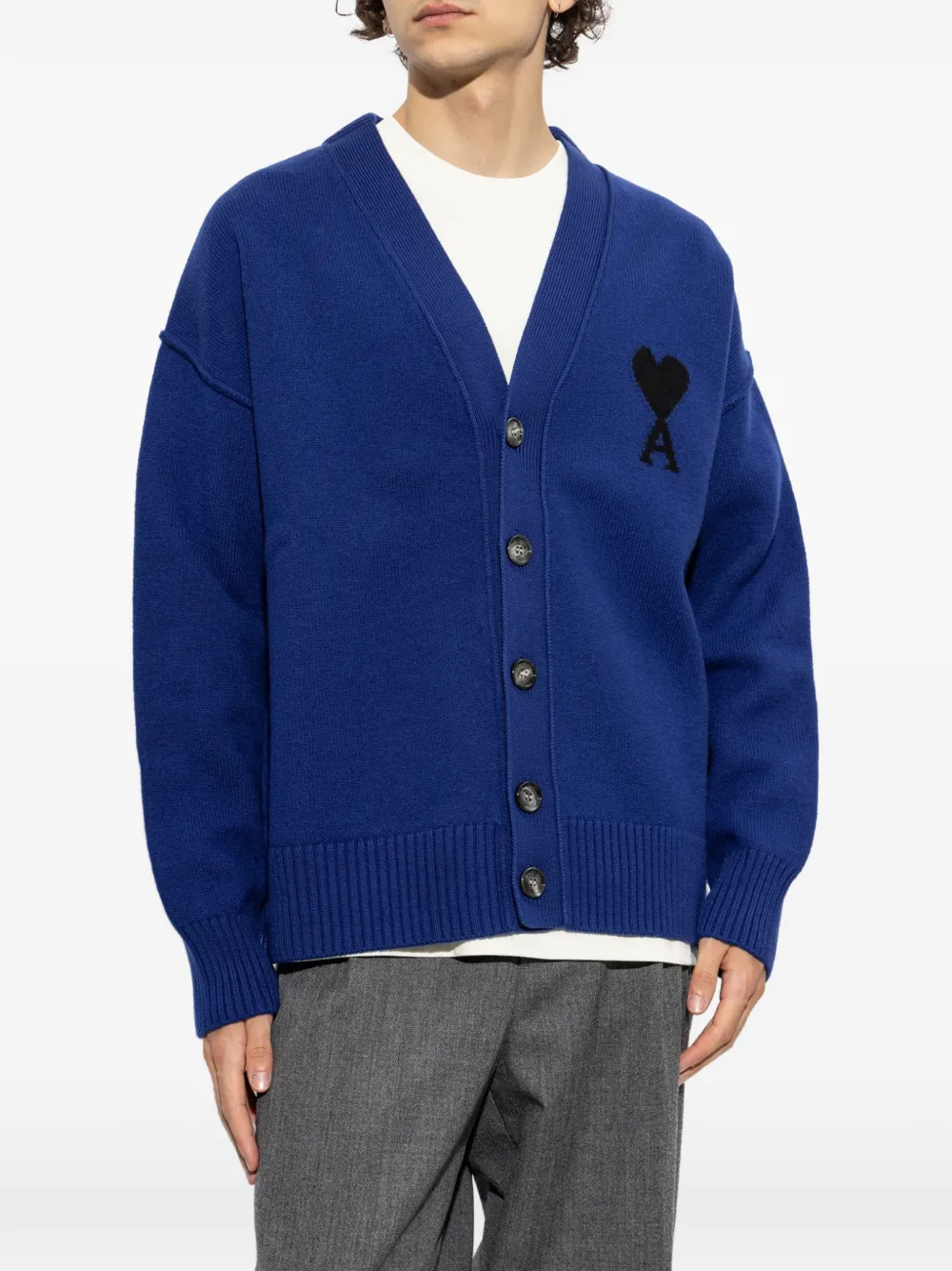 AMI Paris Vest van natuurlijke wol met Ami de Coeur Blauw