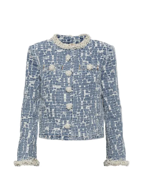 Self-Portrait blue textured denim jacket