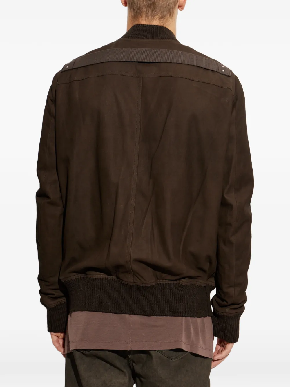 Rick Owens Leren jack met rits Bruin