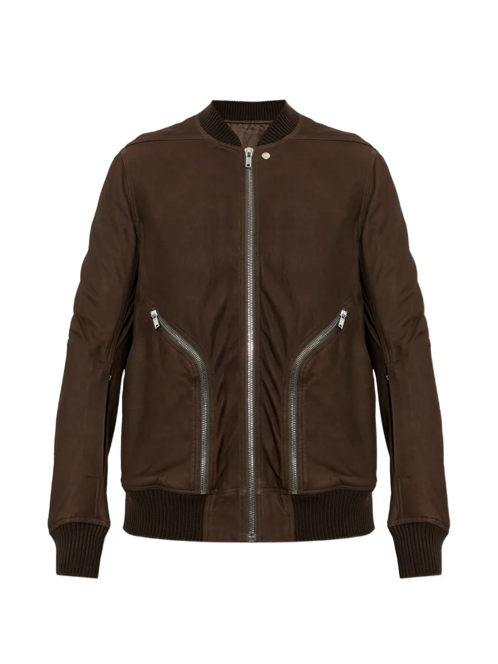 Rick Owens zip-detail leather jacket - Braun